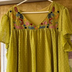 Gold floral plus size top